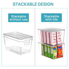 Vtopmart pantry organization bin helps store drinks and snacks neatly.