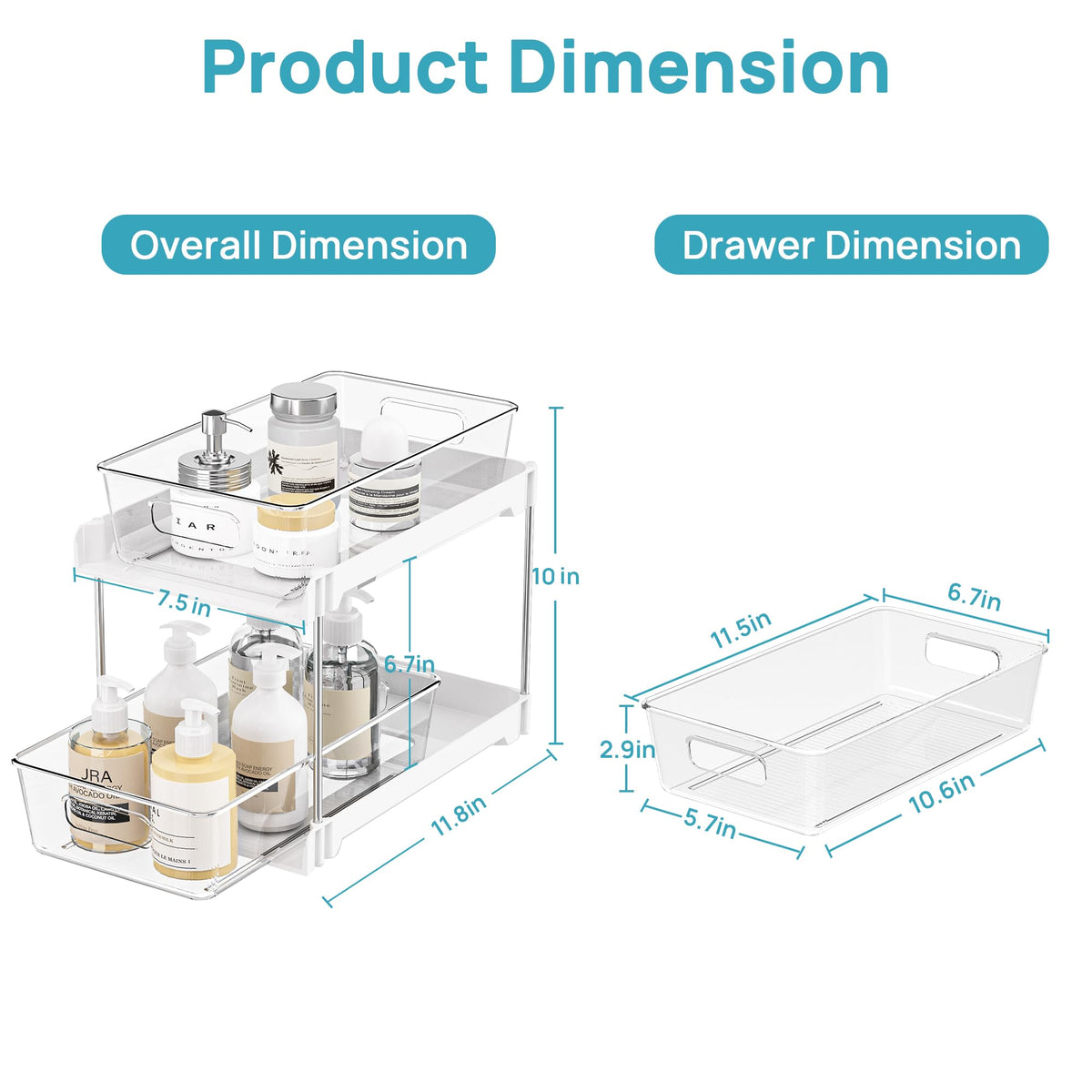 Vtopmart pull-out drawer tracks provide smooth access to stored items.