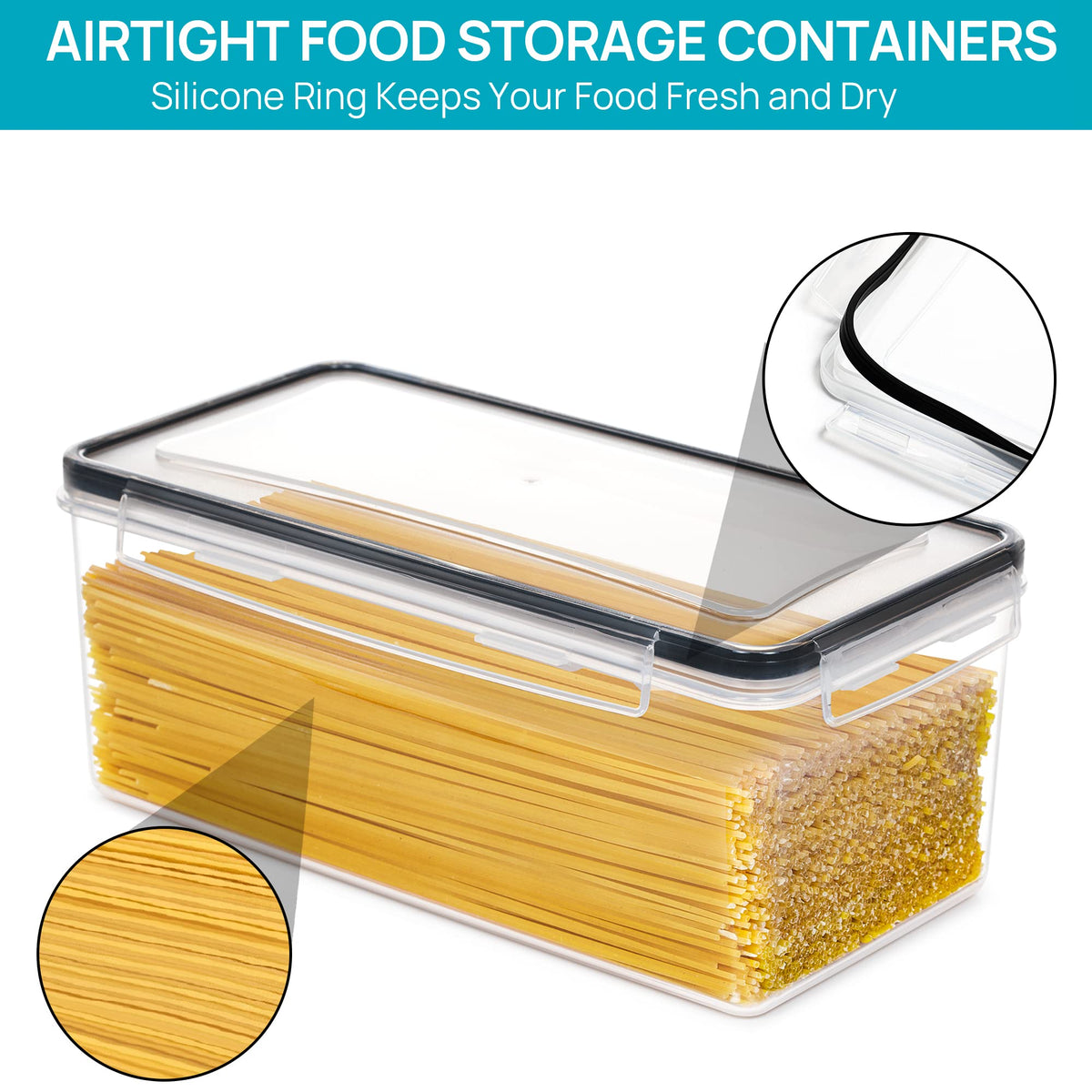 Vtopmart side-locking lid with gasket prevents air exposure and preserves freshness