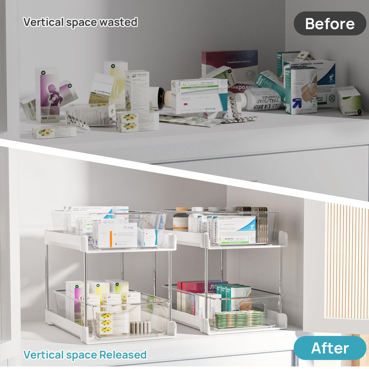 Vtopmart silicone non-slip pads stabilize the organizer during use.