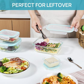 Vtopmart square 17-6oz glass container versatile for leftovers.