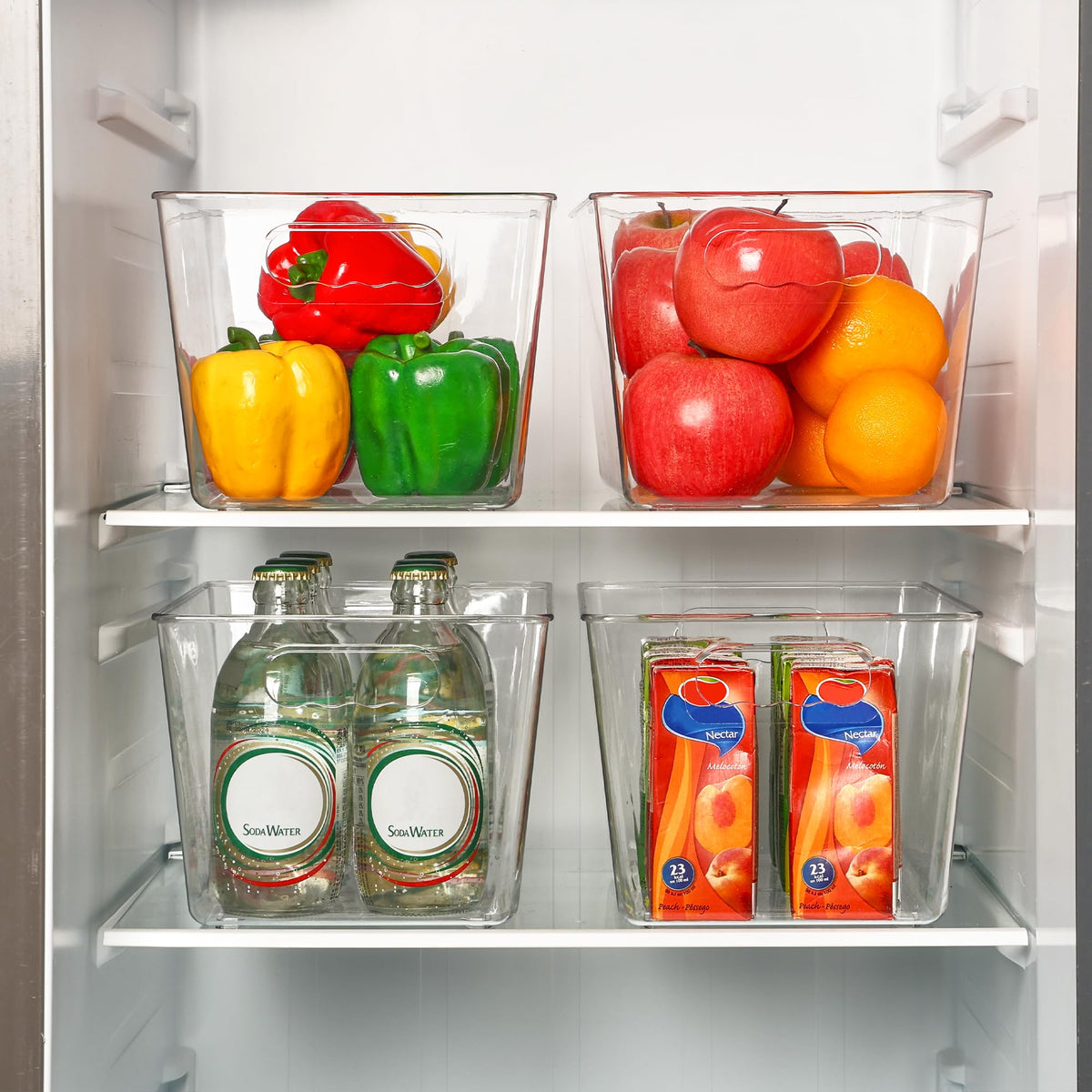 Vtopmart stackable bin optimizes deep shelf space in kitchens