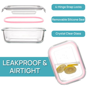 Vtopmart stackable rectangular glass containers save pantry space and reduce cabinet clutter.