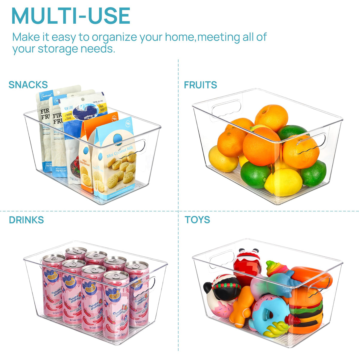 Vtopmart transparent bin enhances shelf visibility and item spotting