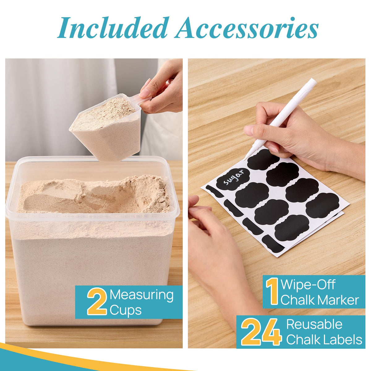 Vtopmart two-pack set of large storage containers for bulk ingredients.
