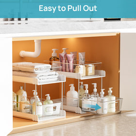 Vtopmart clear two-tier storage lets you see contents at a glance.