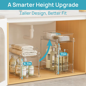 Vtopmart white under-sink storage drawer with track for smooth gliding