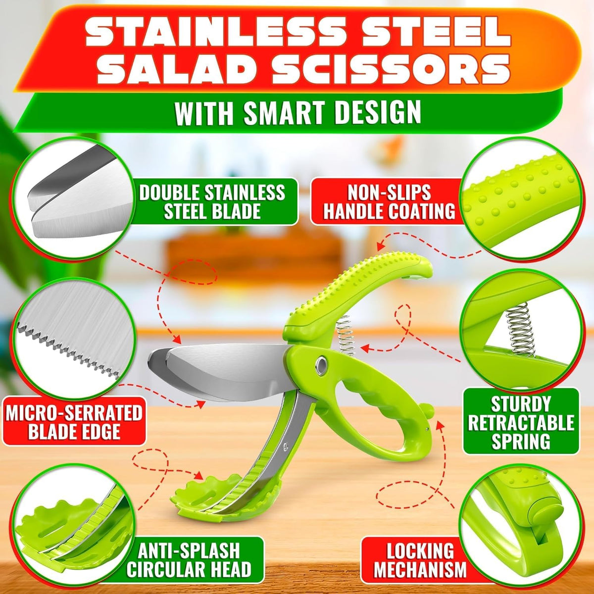 VTOWER micro-serrated blades slice fruits and vegetables with precision.