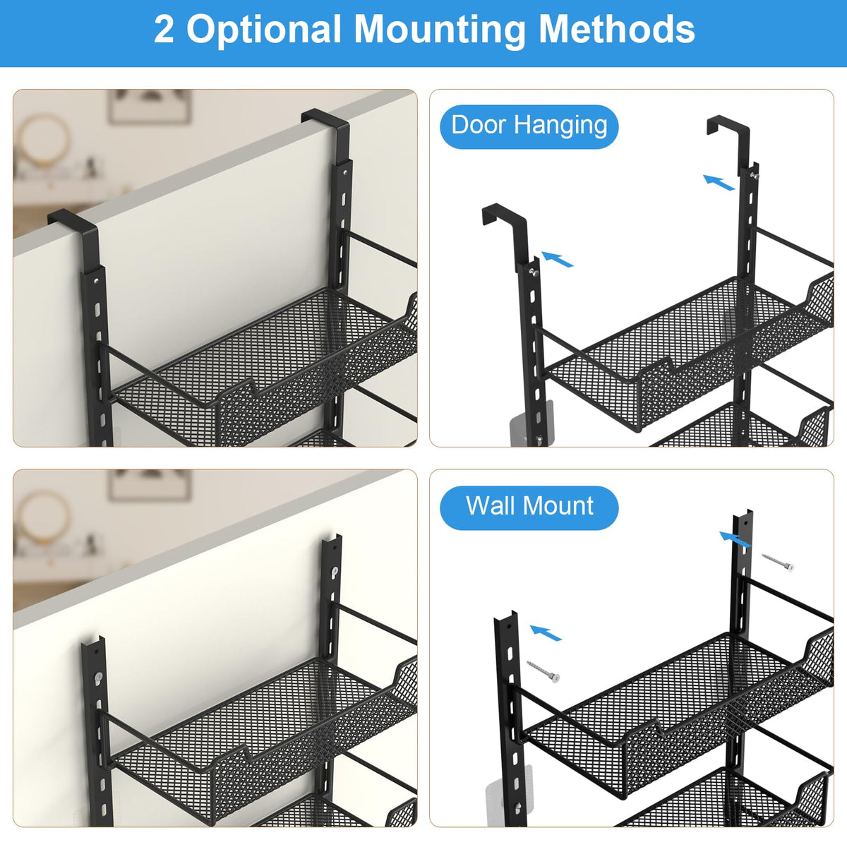 VyGrow door organizer includes anti-swing stickers for steadier operation.
