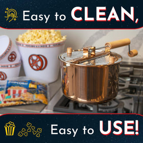 Wabash Valley Farms Whirley Pop 6-qt popcorn bowl ready for serving.