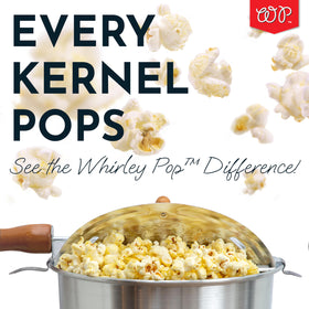Movie-night setup using Whirley Pop for fresh, theater-inspired popcorn