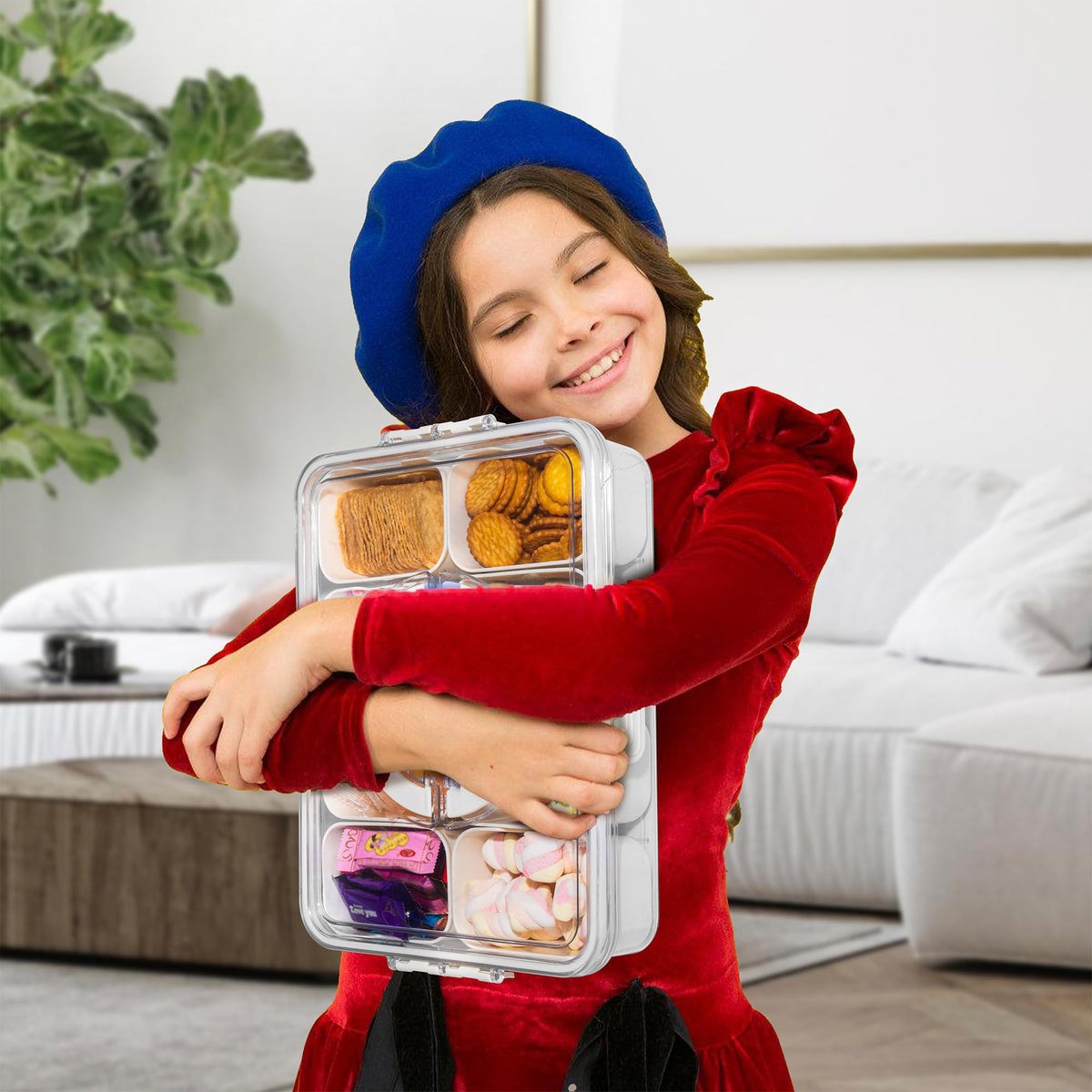 Picnic or office snack tray helps keep snacks organized