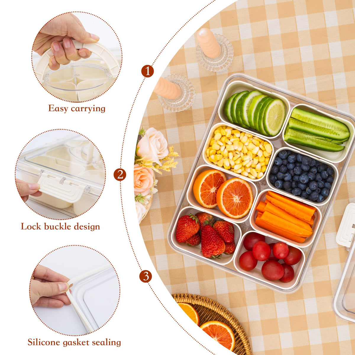 WACOI portable snack box ideal for picnics and office lunches.