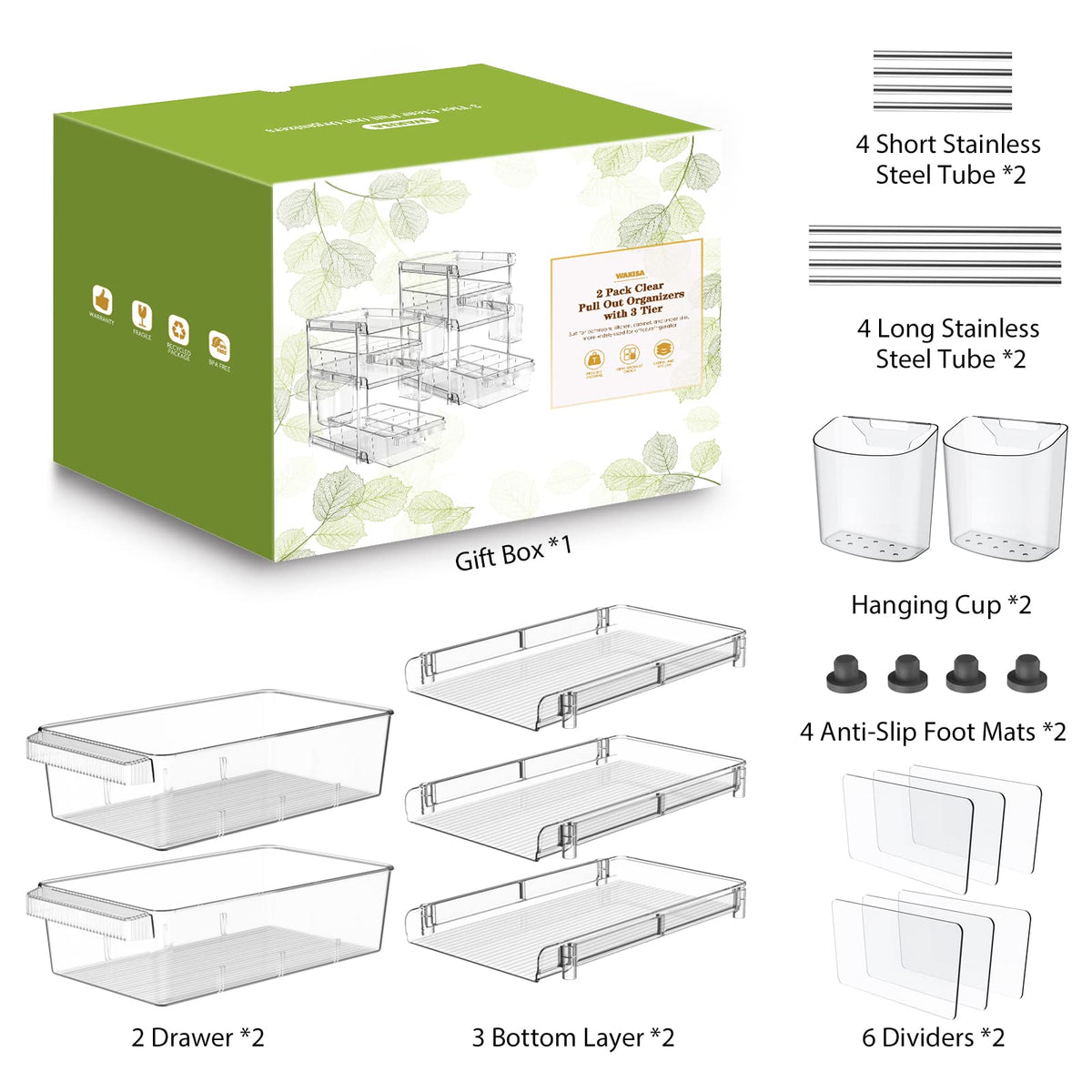 WAKISA refrigerator storage organizer keeps snacks visible and accessible.