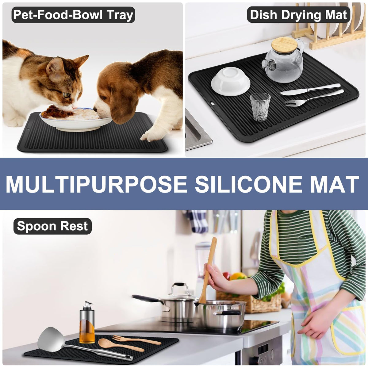 Walfos silicone mat folds for oven, microwave, or fridge protection.