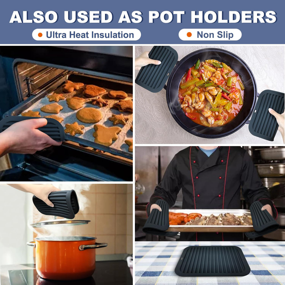 Walfos silicone trivet demonstrates heat resistance up to 446 degrees Fahrenheit for safe serving.