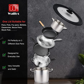 Walfos universal lid for 11-inch pots with heat-resistant silicone rim