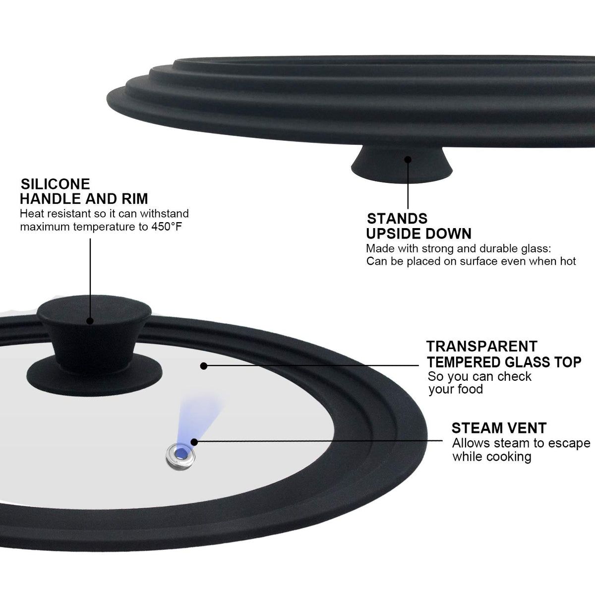 Walfos universal lid close-up of tempered glass for clear monitoring