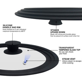 Walfos universal lid edge features heat-resistant silicone for safe handling