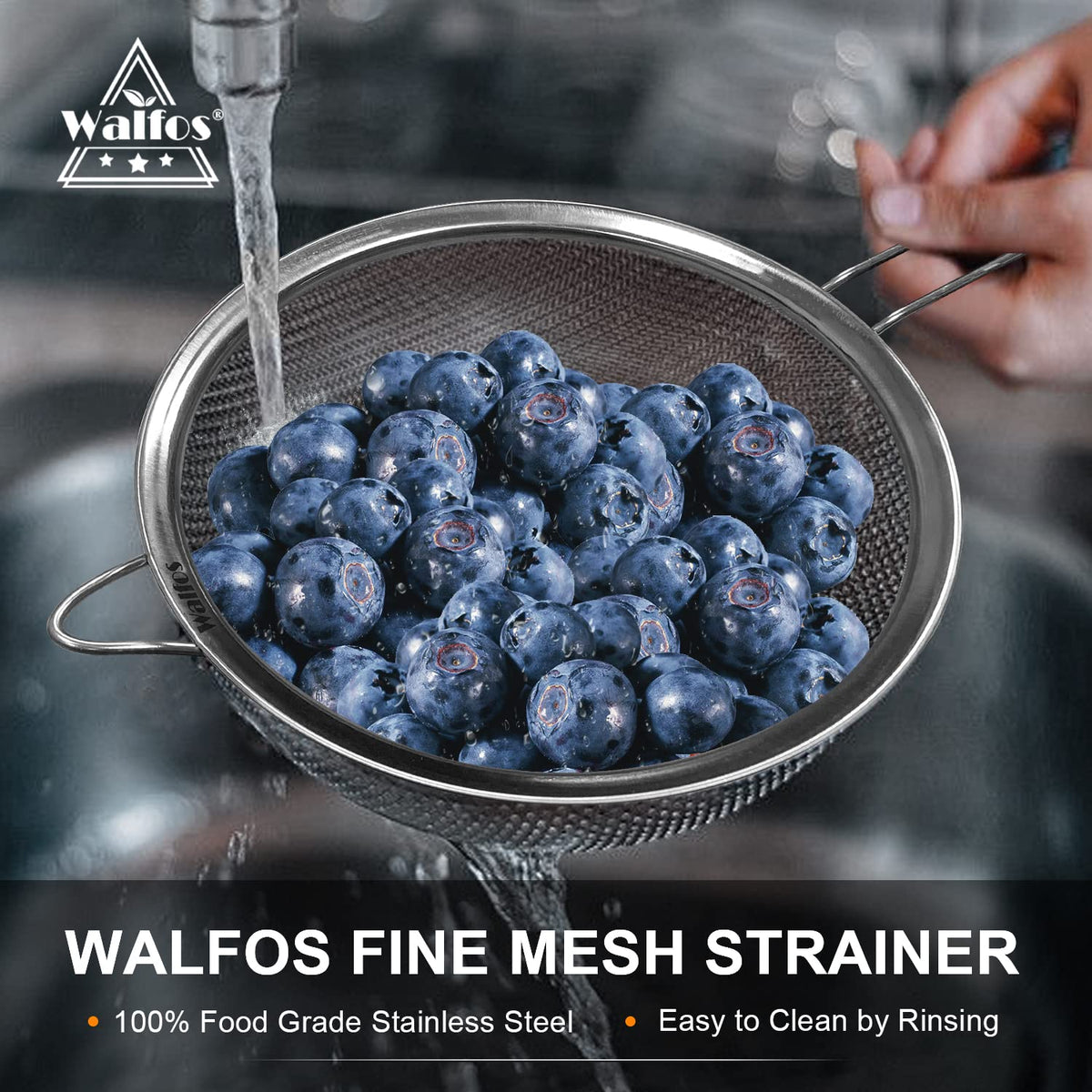 Walfos versatile kitchen sieve for rice pasta fruits and vegetables