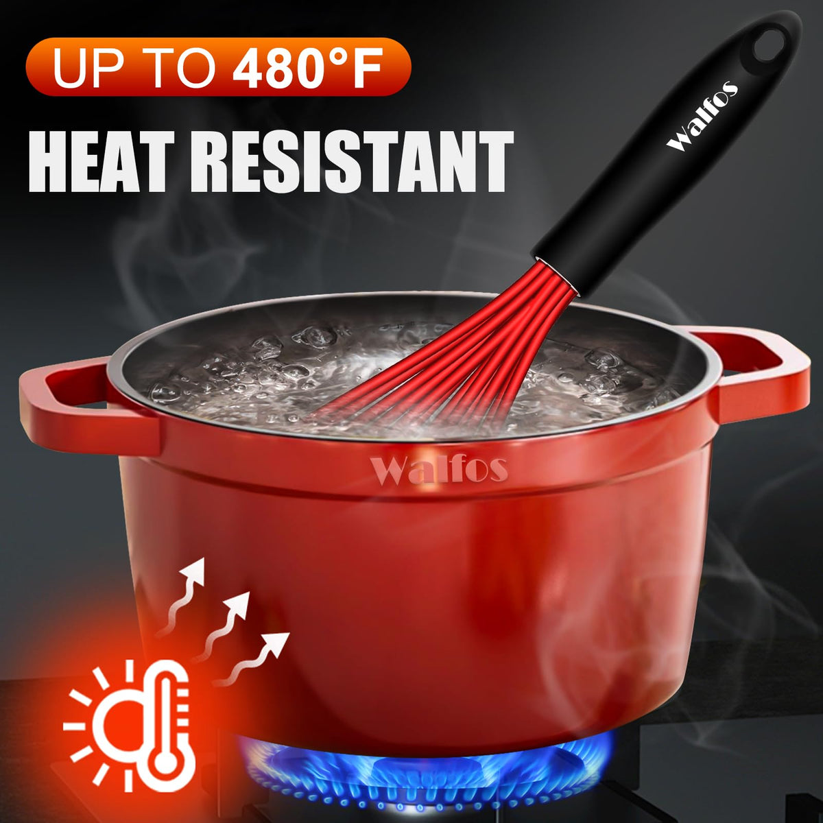 Walfos 9-inch green silicone whisk durable and heat resistant when cooking