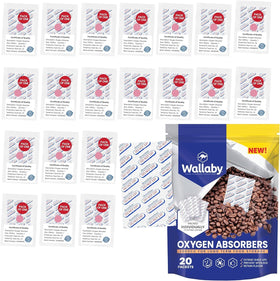 Wallaby 2000cc oxygen absorbers, individually sealed to guard freshness in long-term storage.