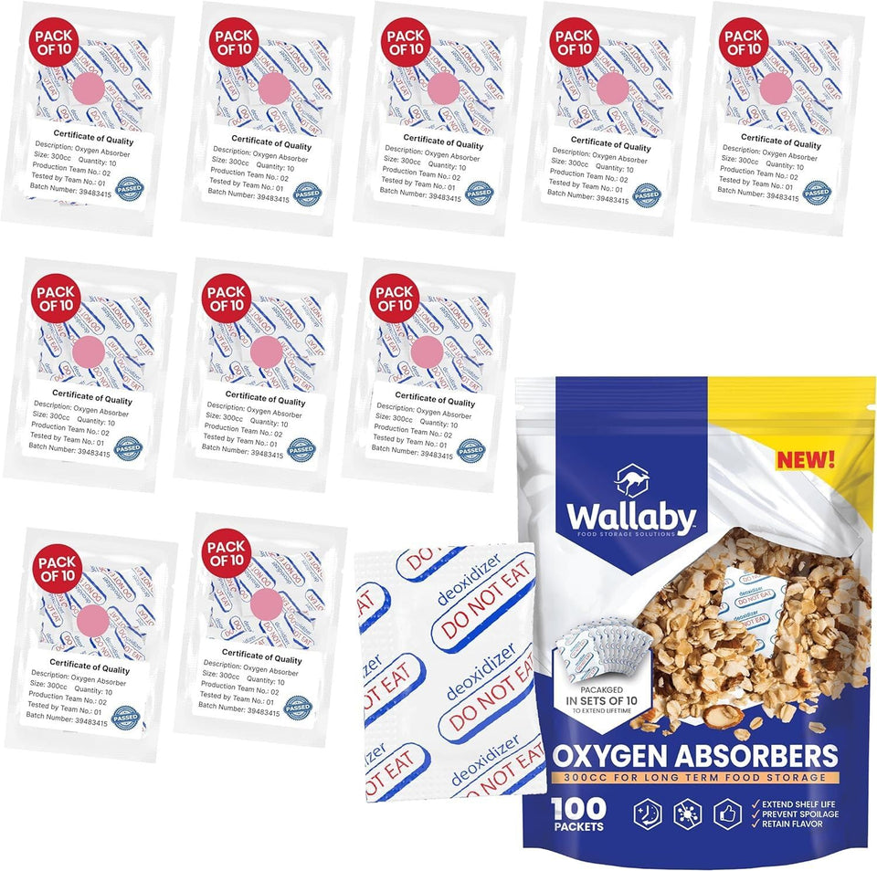 Wallaby 300cc oxygen absorber with indicator showing freshness status in the front view.