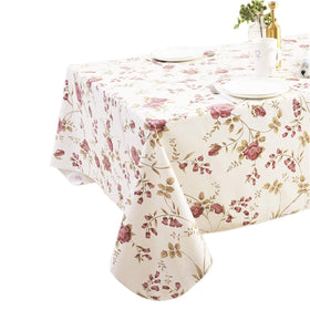 Walrus vinyl tablecloth on a dining table demonstrating easy wipe-clean maintenance after meals.