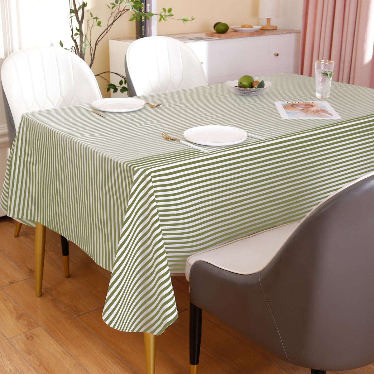 Walrus indoor-outdoor tablecloth endures busy gatherings with easy-care design
