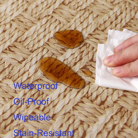 Walrus round vinyl tablecloth made from durable PVC for daily use.