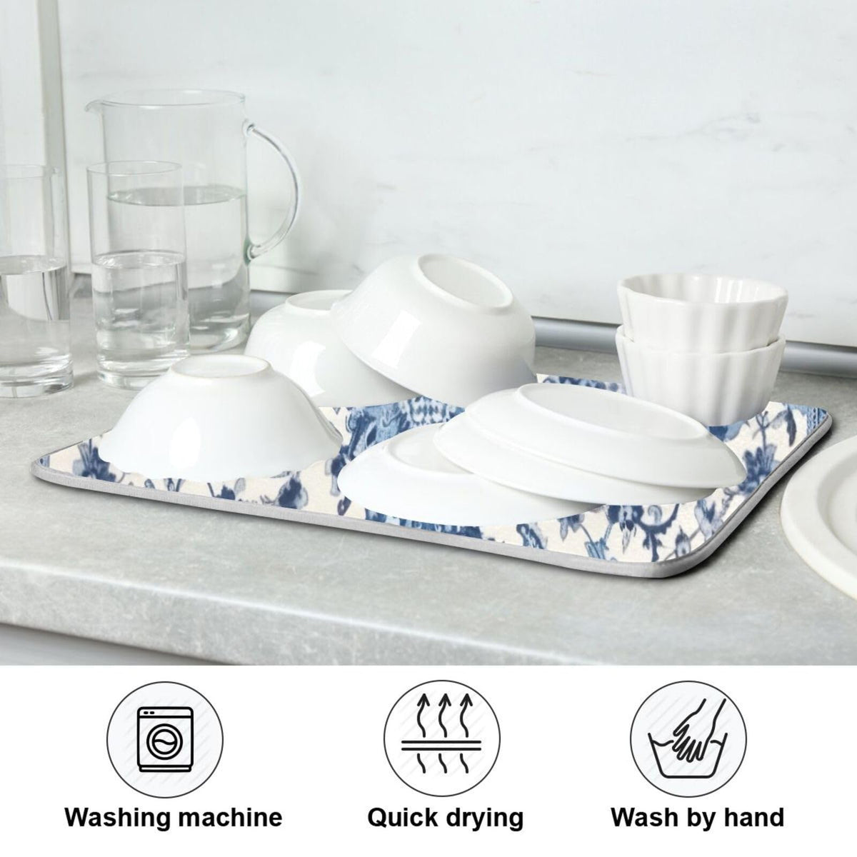 Wassud blue-white pattern adds color while handling everyday drying tasks