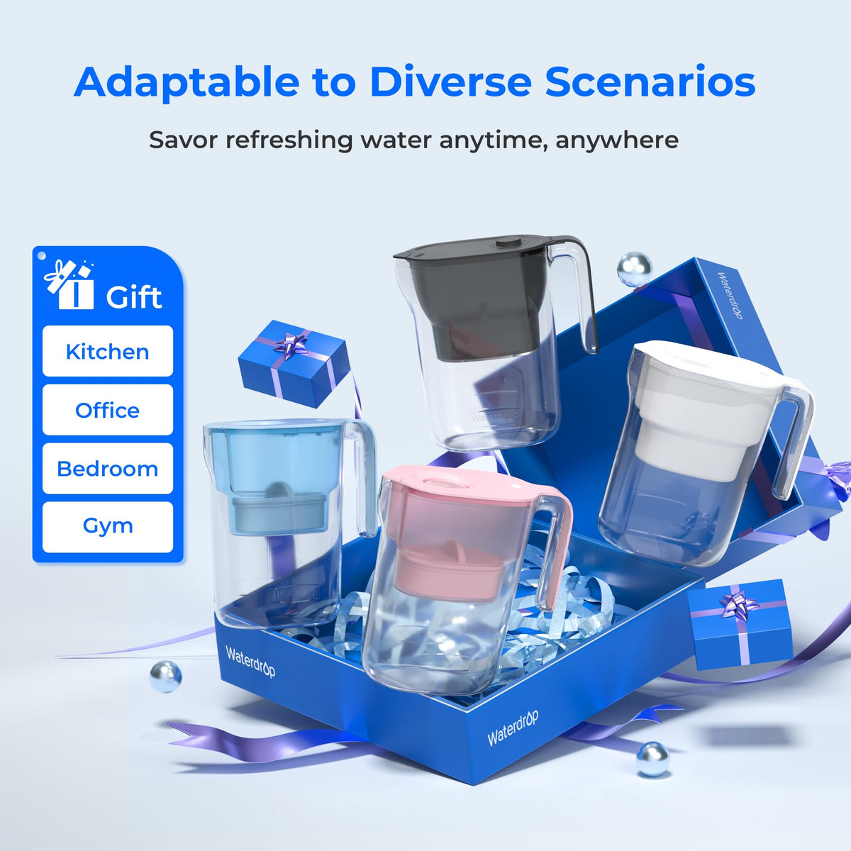 Lid removable on Waterdrop PT-05W-L for quick filling and thorough cleaning