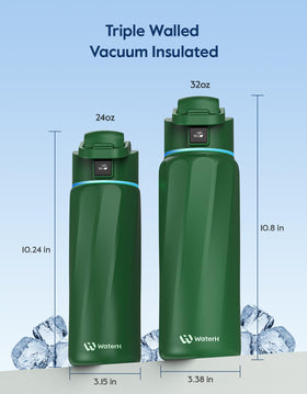 WATERH BOOST bottle double-wall insulation keeps beverages cold longer.