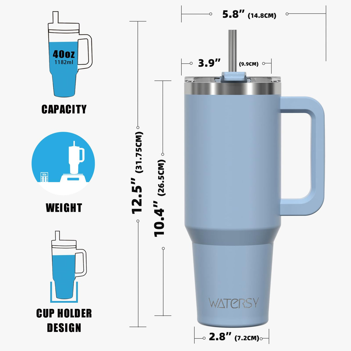 WATERSY outdoor-ready tumbler for camping and travel use.