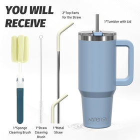 WATERSY tumbler fits in car cup holders for convenient travel sipping.