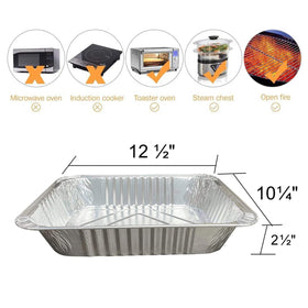 Waytiffer pan close-up shows extra-thick foil and reinforced ribs for durability.