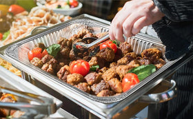 Waytiffer pans used at a wedding dinner for easy catering and serving