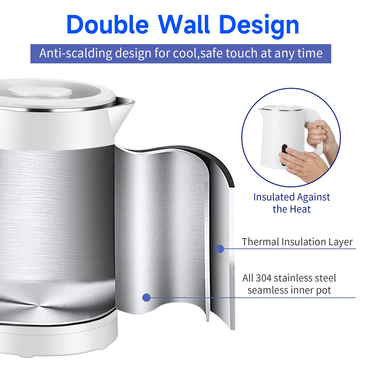 Wdcme kettle inner pot 304 stainless steel, plastic-free contact.