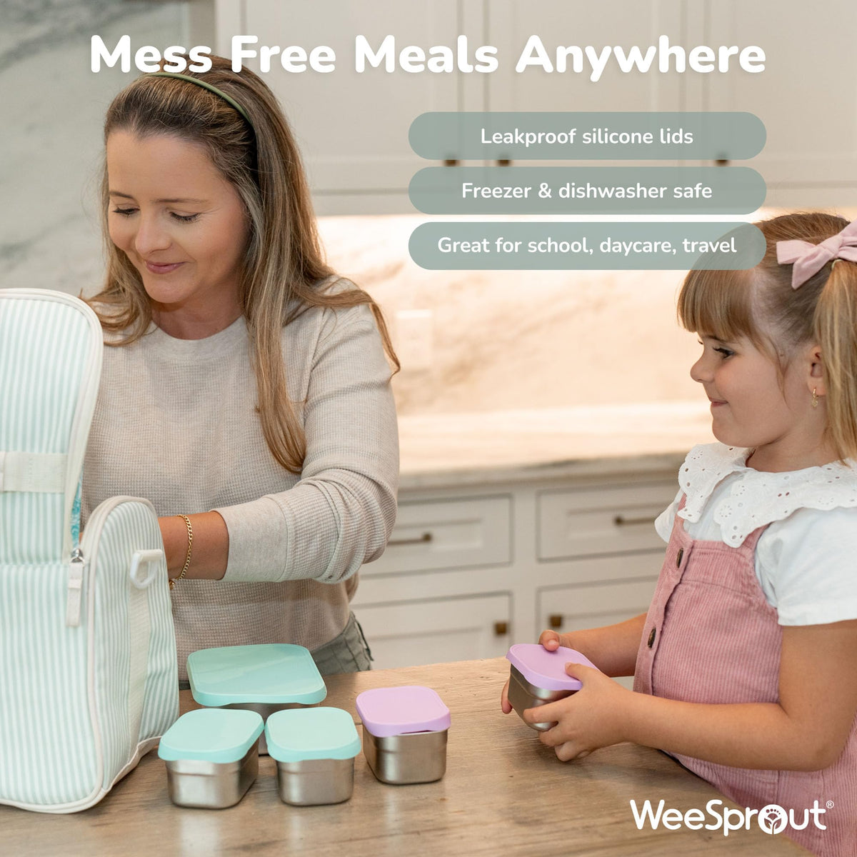 WeeSprout on-the-go use showing portable lunch options