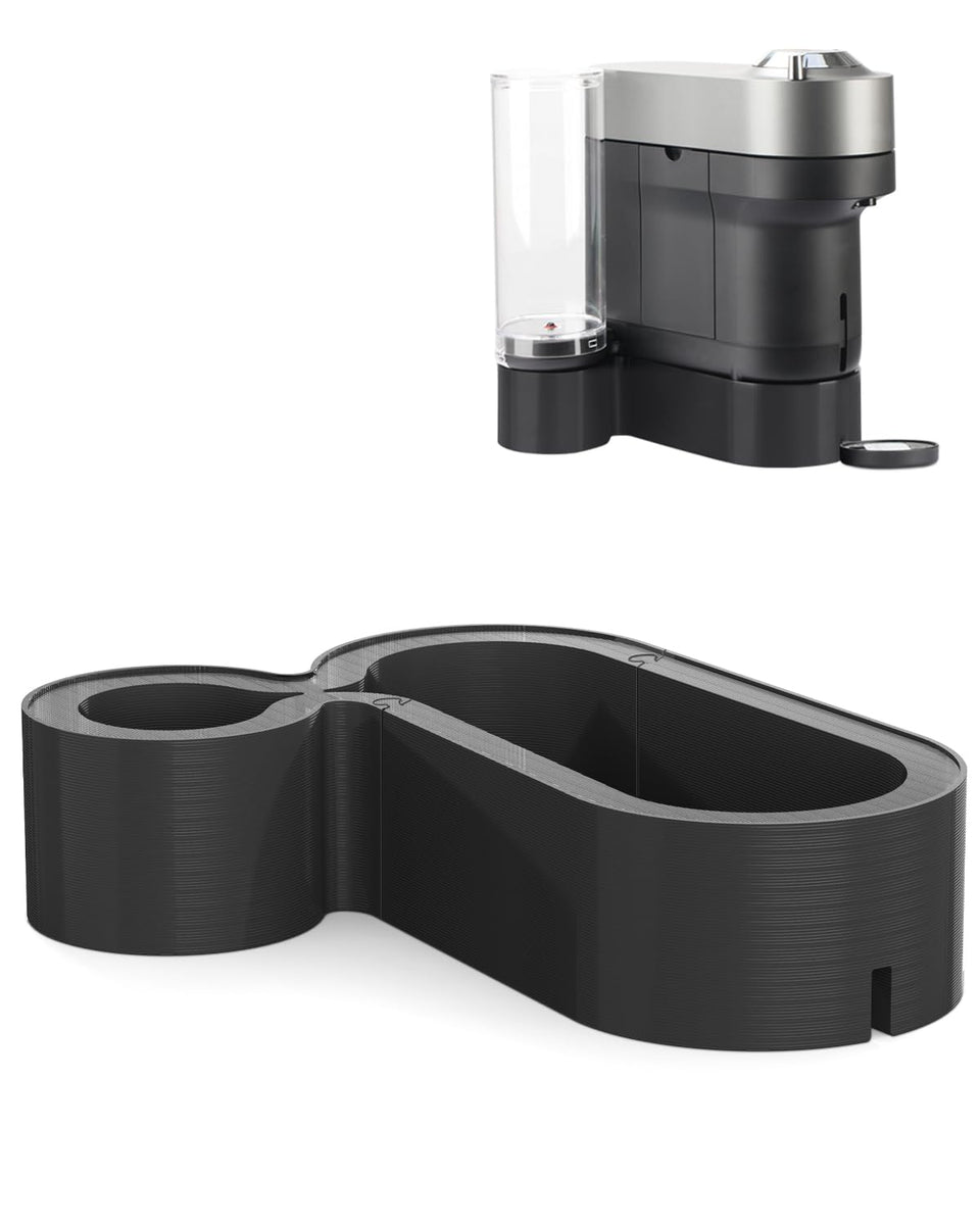 WEIGUZC Nespresso Vertuo Pop+ riser stand elevates the coffee station with a sleek elevated design.