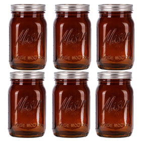 WELLIFE amber 32oz wide-mouth mason jar ready for loading and storage.