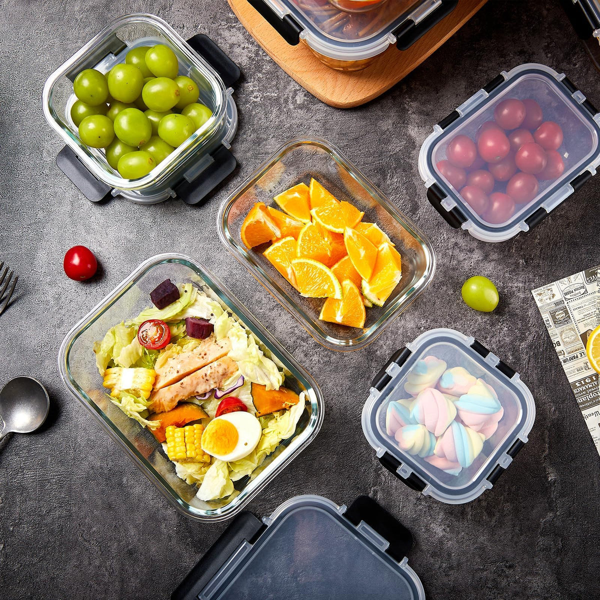 Wells glass meal prep 1230ml container holds generous portions for batch cooking