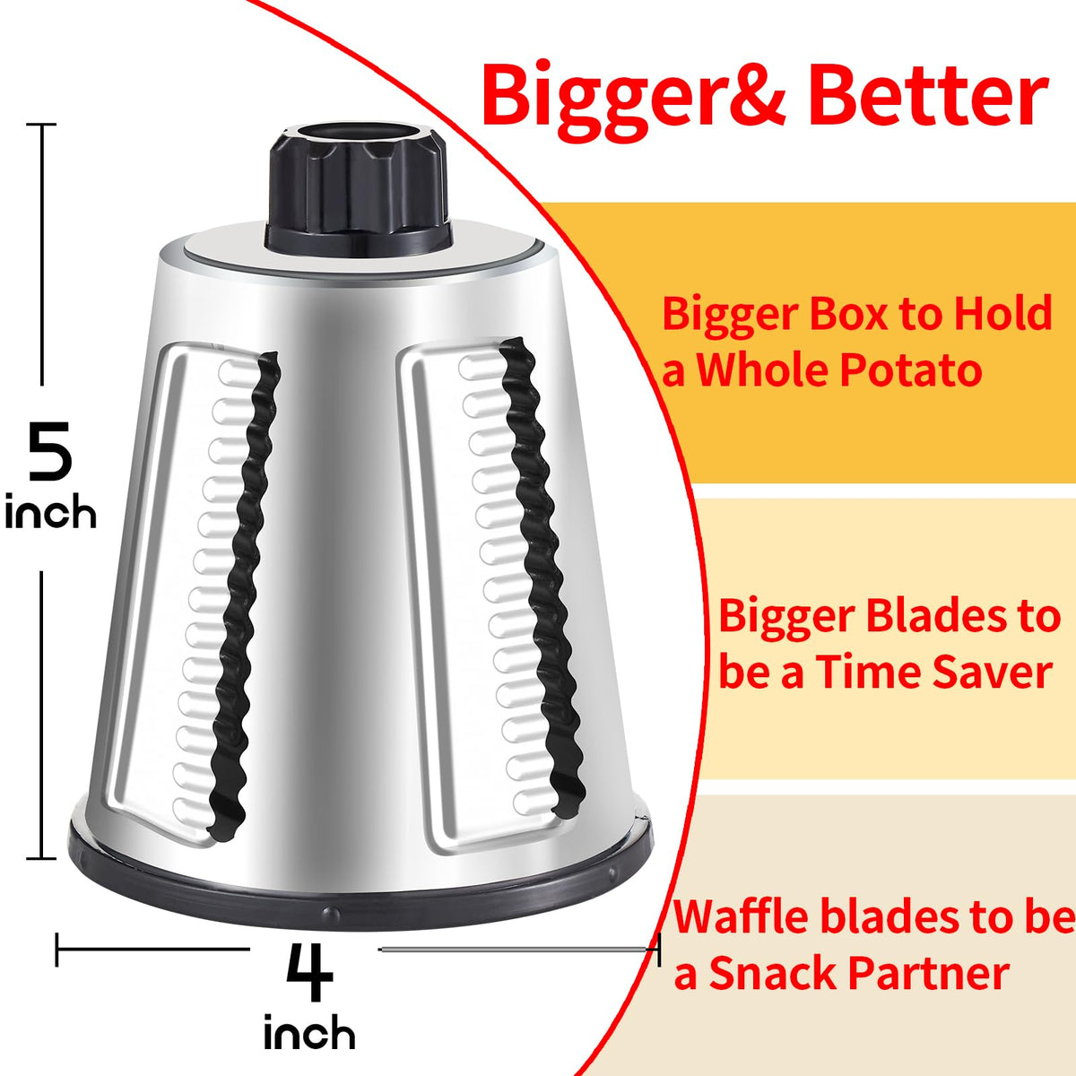 Weltonhm rotary cheese grater waffle slicer blade ready for even slices.