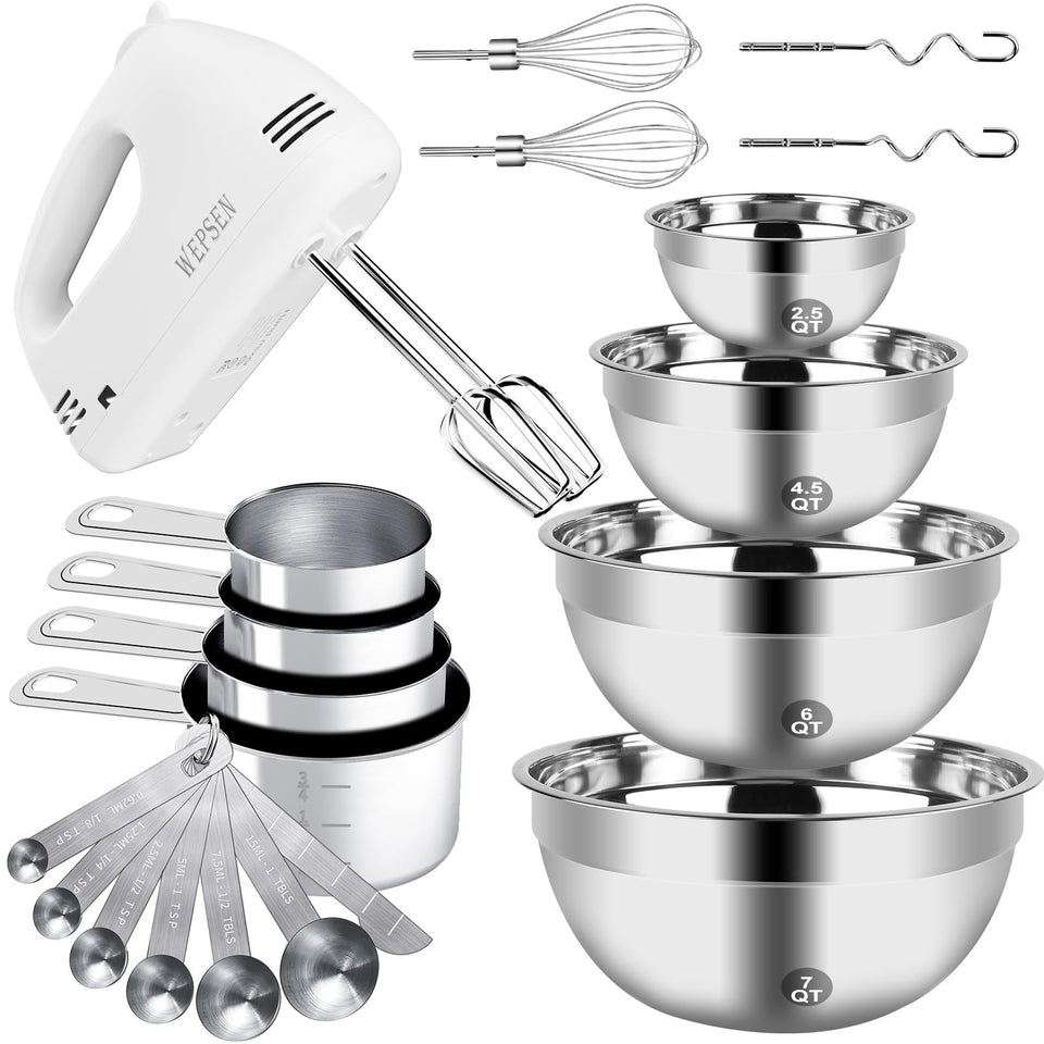WEPSEN hand mixer with bowls for versatile baking prep in one set
