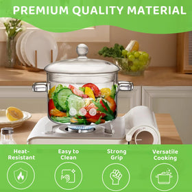 Wetpyaks 1.9L transparent glass pot enables quick, even simmering.