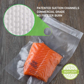 Wevac 11-inch vacuum roll with embossed channels for bulk portions.
