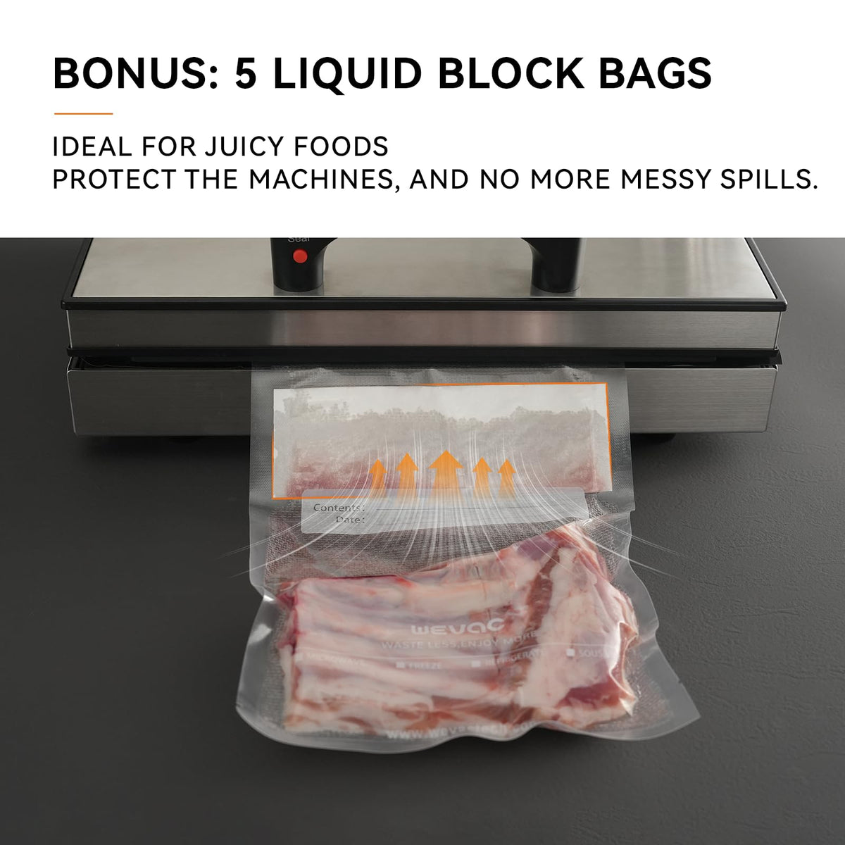 Wevac freezer-safe bags ready for long-term storage and freezing.
