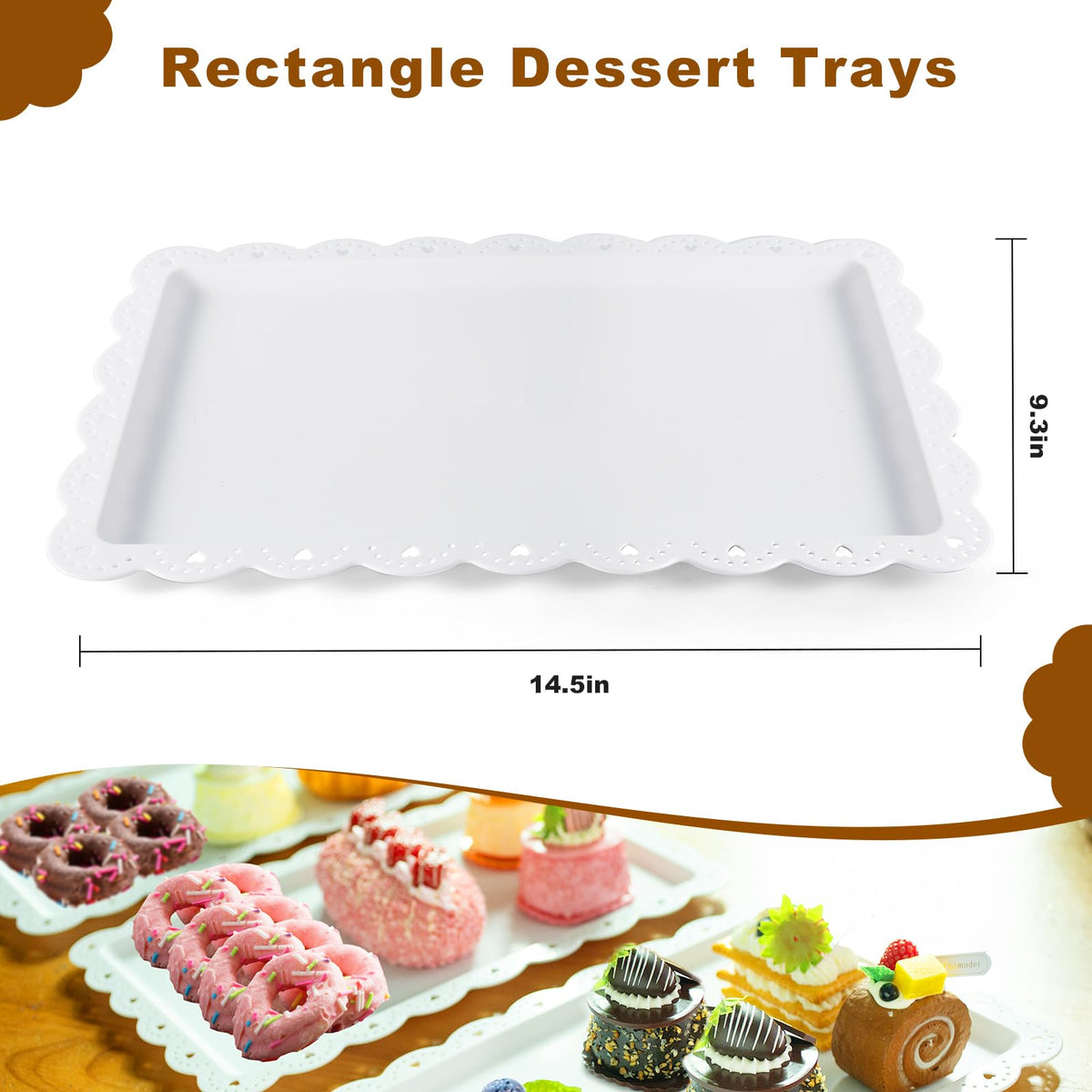 Wgbon rectangular serving trays, perfect for cookies and donuts at buffets.