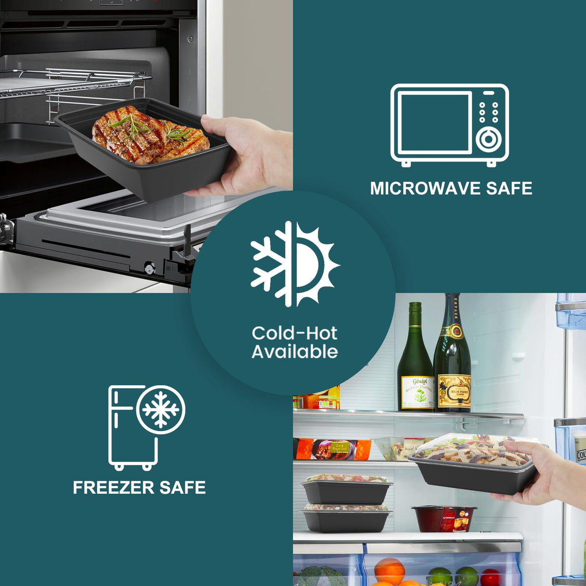 WGCC containers safe for microwave, dishwasher, and freezer for convenient reheating.