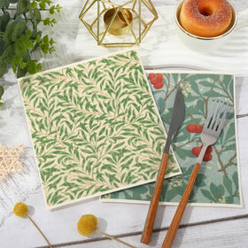Whaline William Morris floral dishcloths, 7x8 inch, great for dishes and counters.
